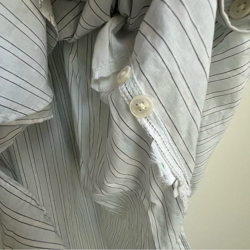 J.Crew Tie-waist Cotton Voile Midi Sheer Blue Deck Stripe Shirt Dress Preppy 4